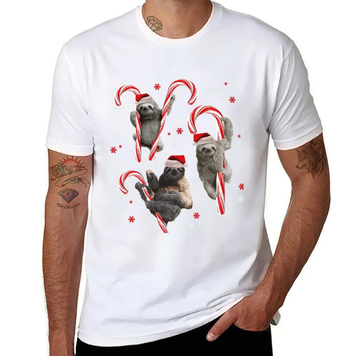 Candy Cane Christmas Sloths T-Shirt