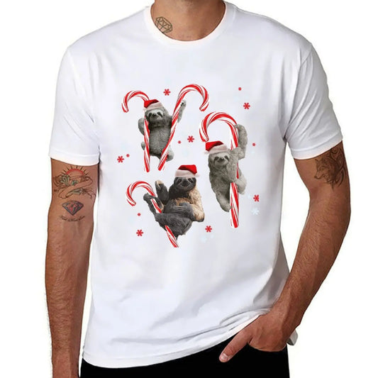 Candy Cane Christmas Sloths T-Shirt