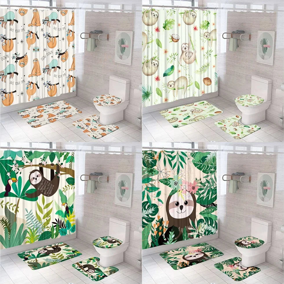 Various Funny Sloth Shower Curtain Set and Bathroom Sets