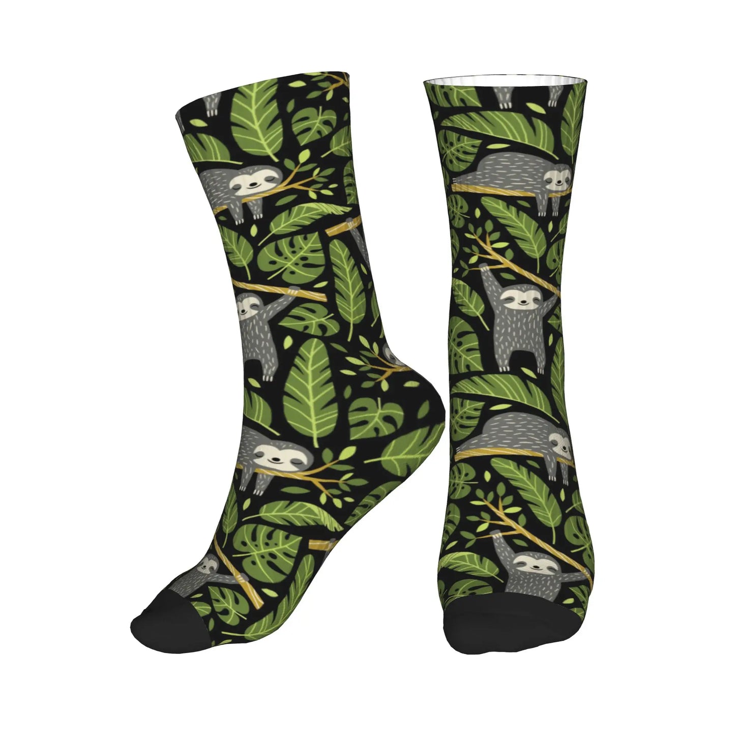 Sloths Tropical Palm Leaves Socks