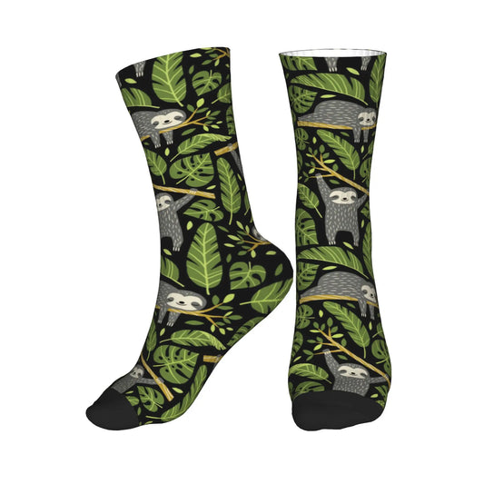 Sloths Tropical Palm Leaves Socks