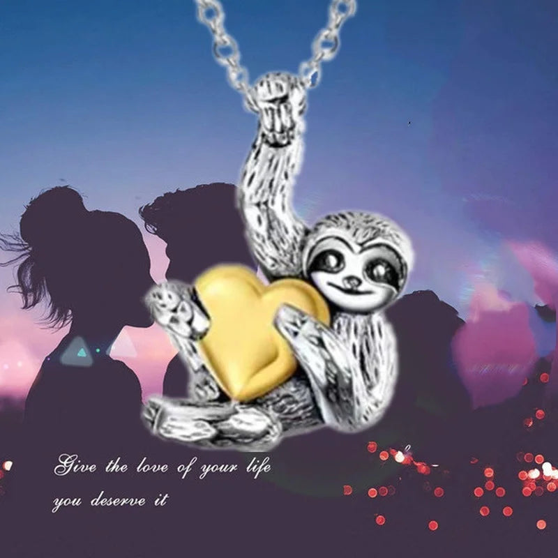 Heart Hugging Sloth Necklace