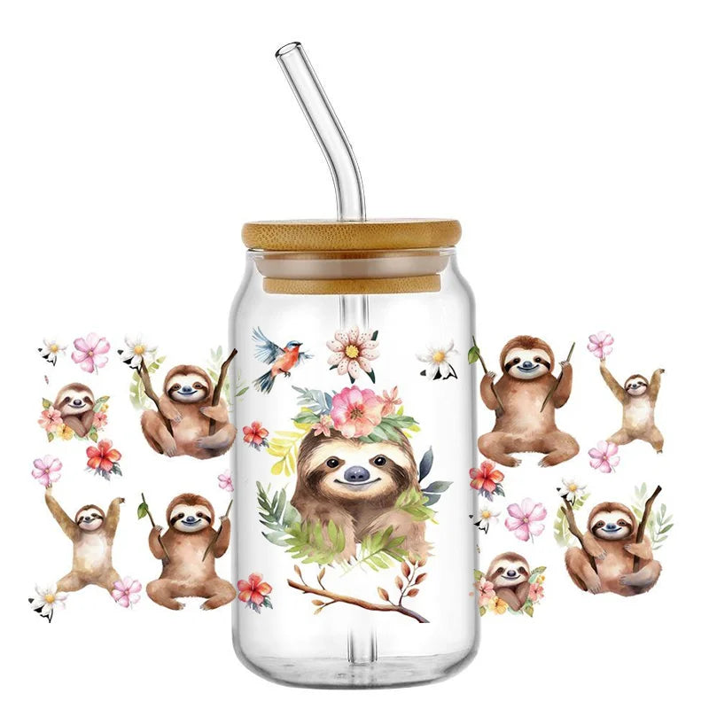 Decals Cute Sloth Waterproof Transfer Stickers for Mugs, Water, Bottle