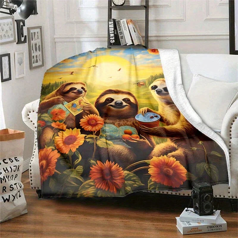 Sloth Family Sunflower Blanket product photo 5