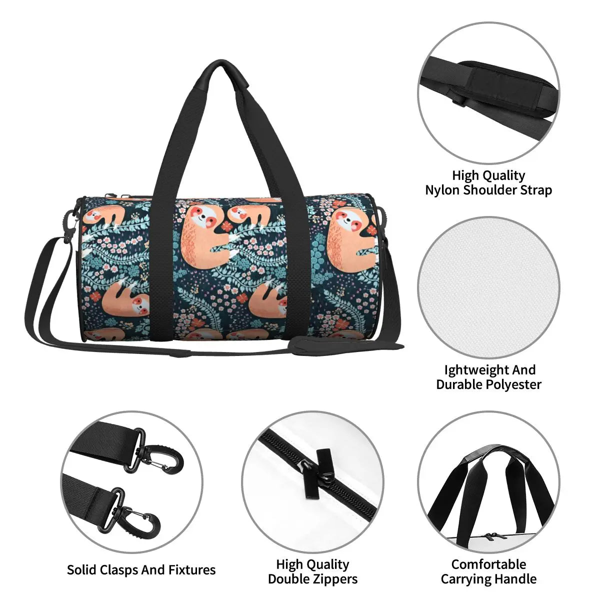 Sloth Family Floral Sports Bags