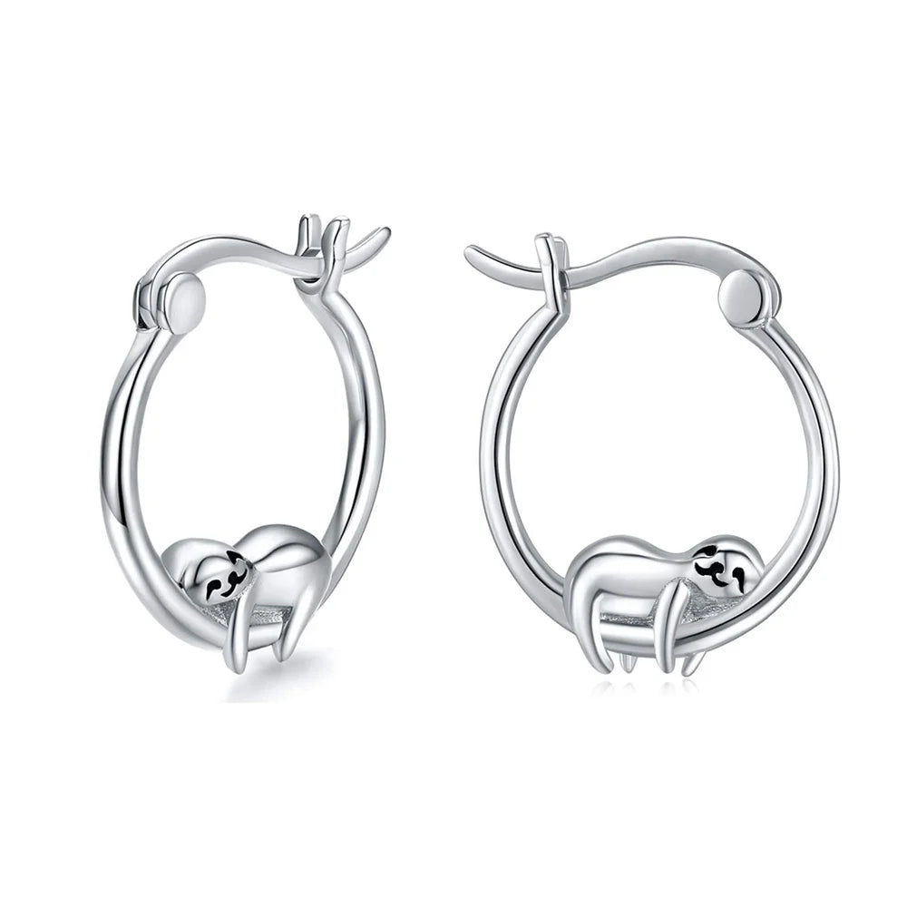 Sleeping Sloth Hoop Earrings