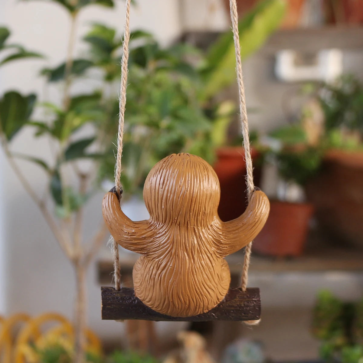 Sloth On A Swing Garden Ornament