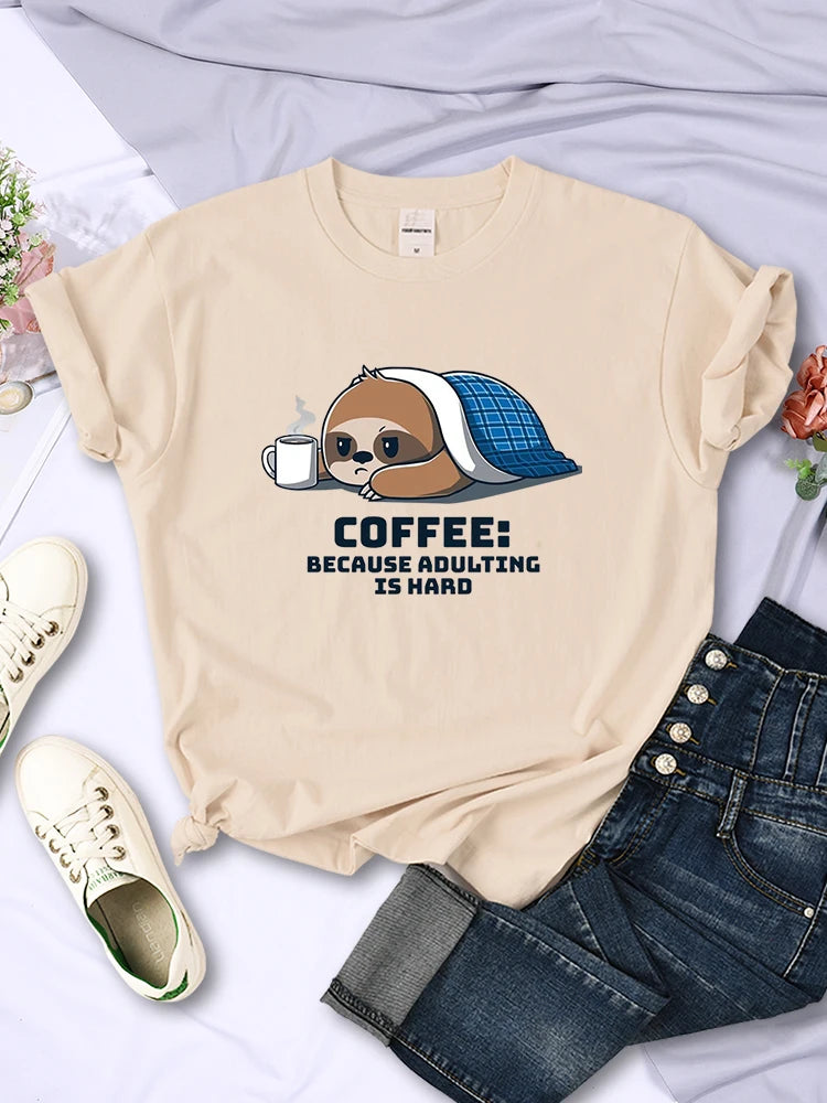 Coffee because Adulting Is Hard Sloth T-Shirt