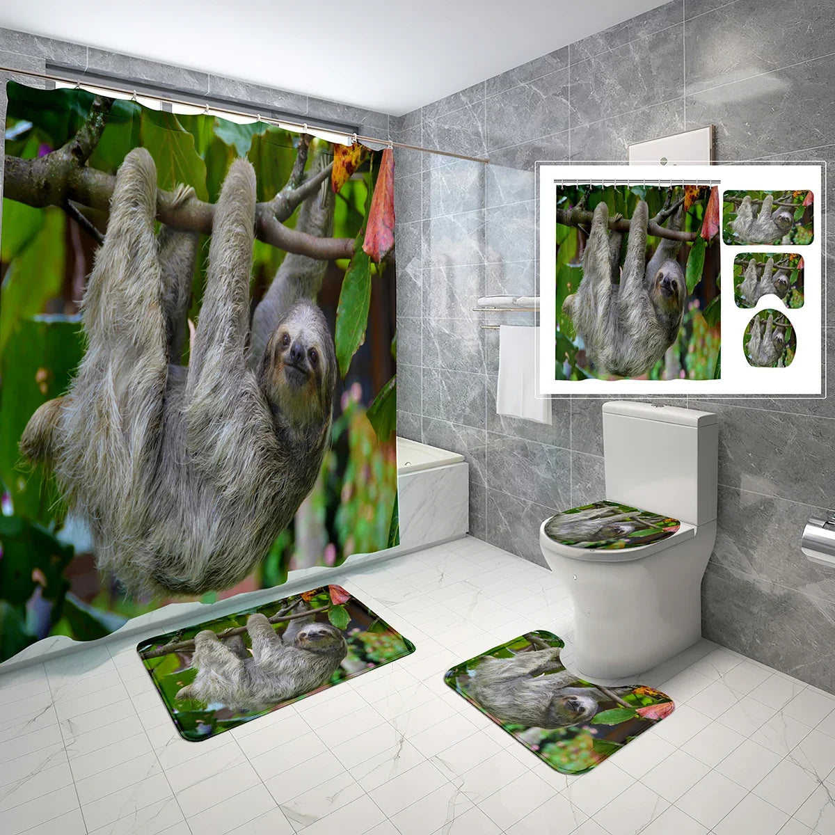 Various Cute Sloth Shower Curtain and Bathroom Sets