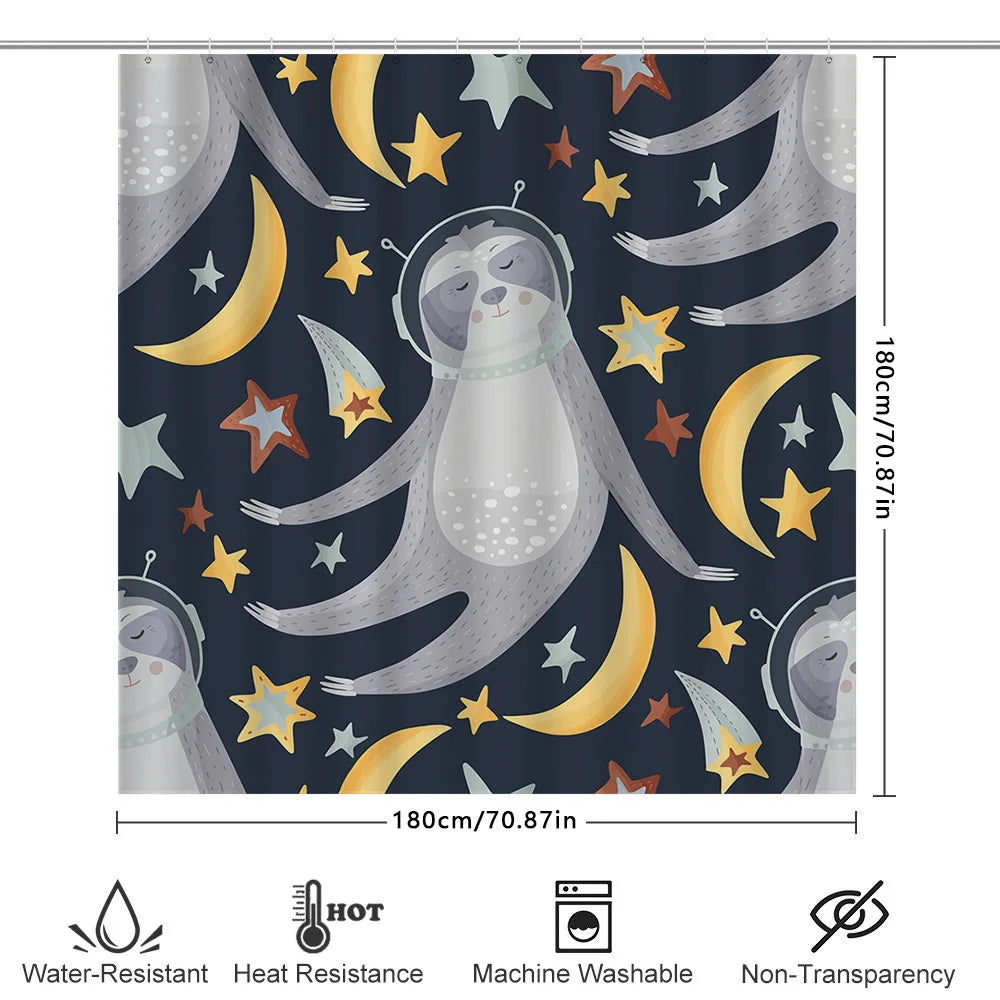 Space Explorer Sloth Shower Curtain