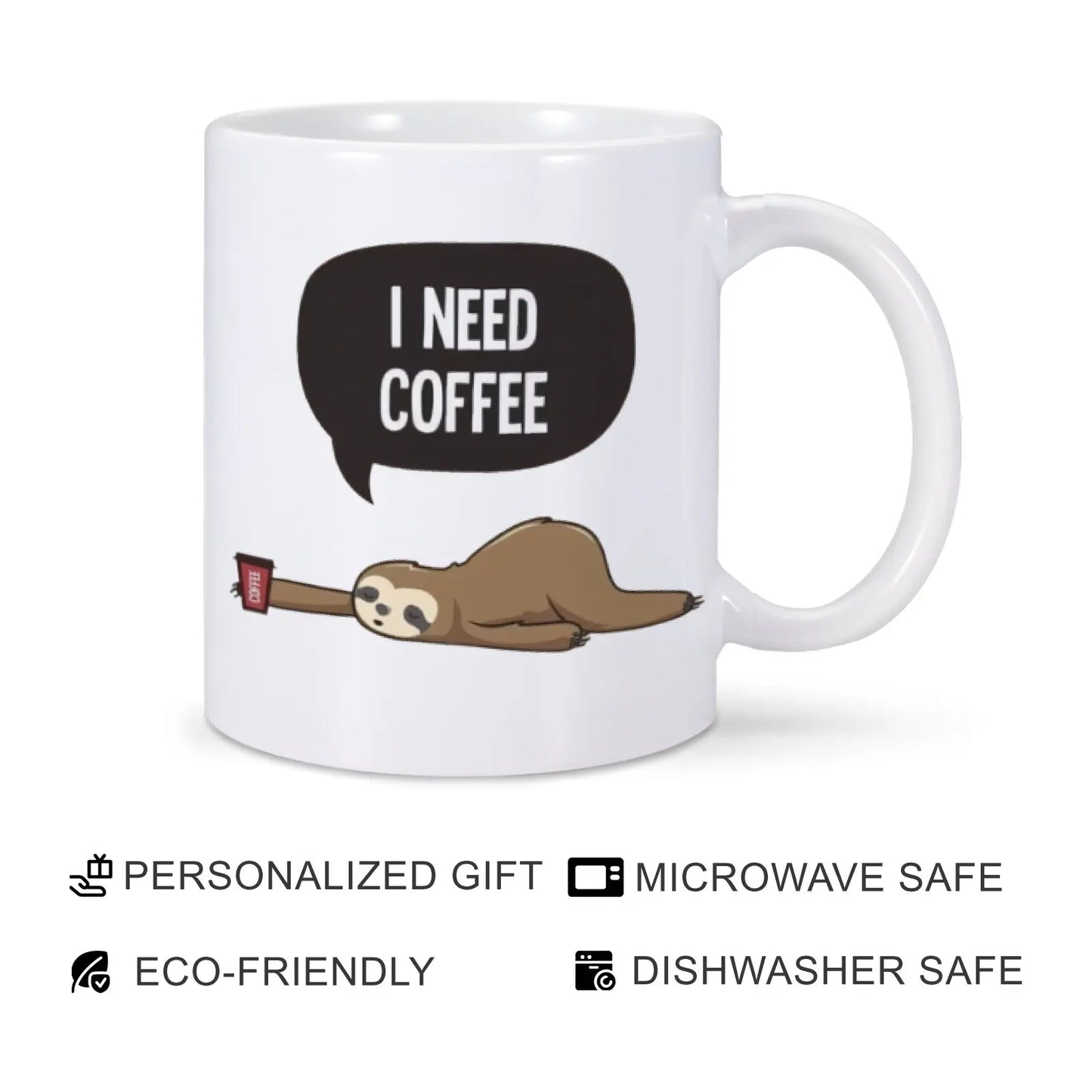 I Need Coffee Sloth Mug