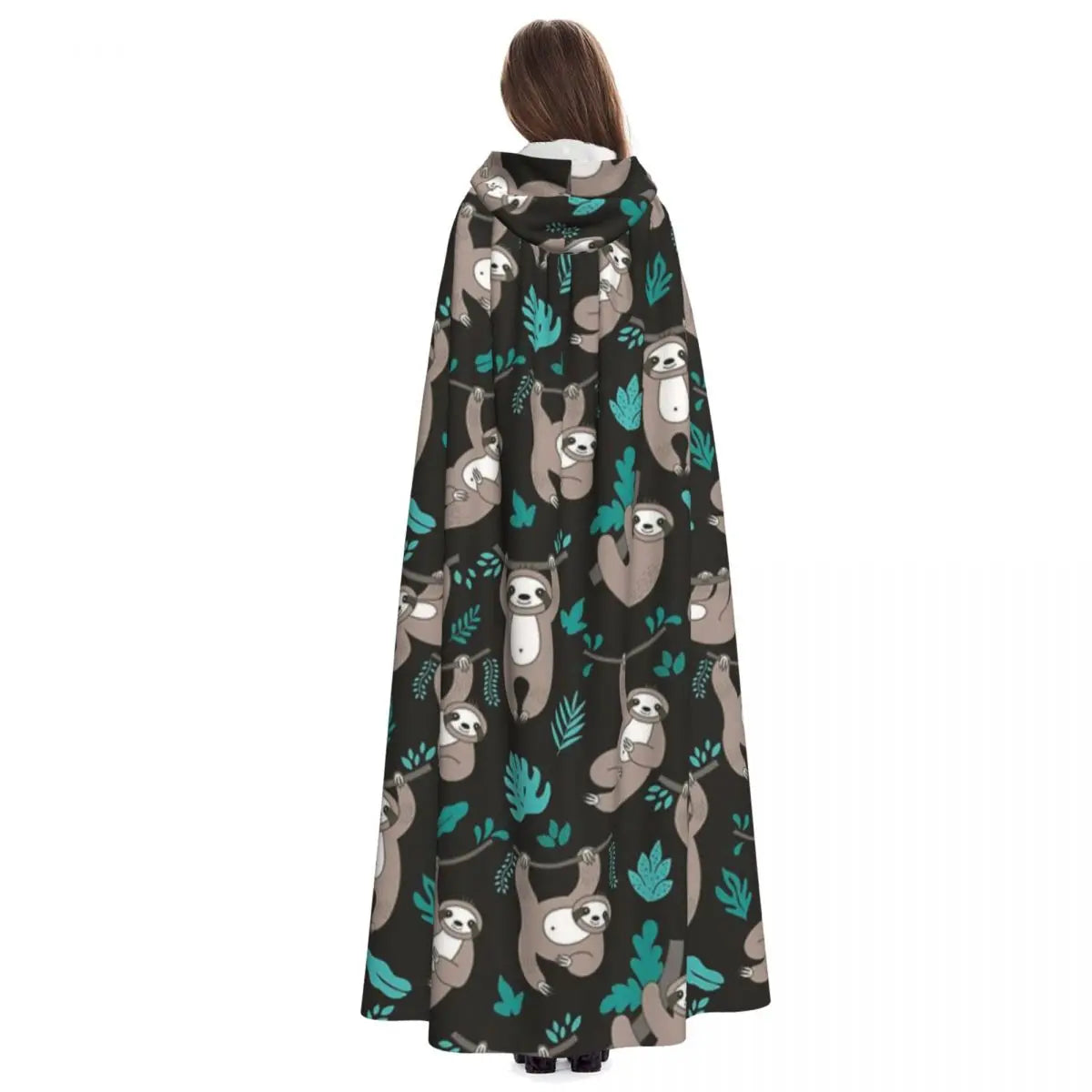Hanging Sloth Design Long Hooded Cloak