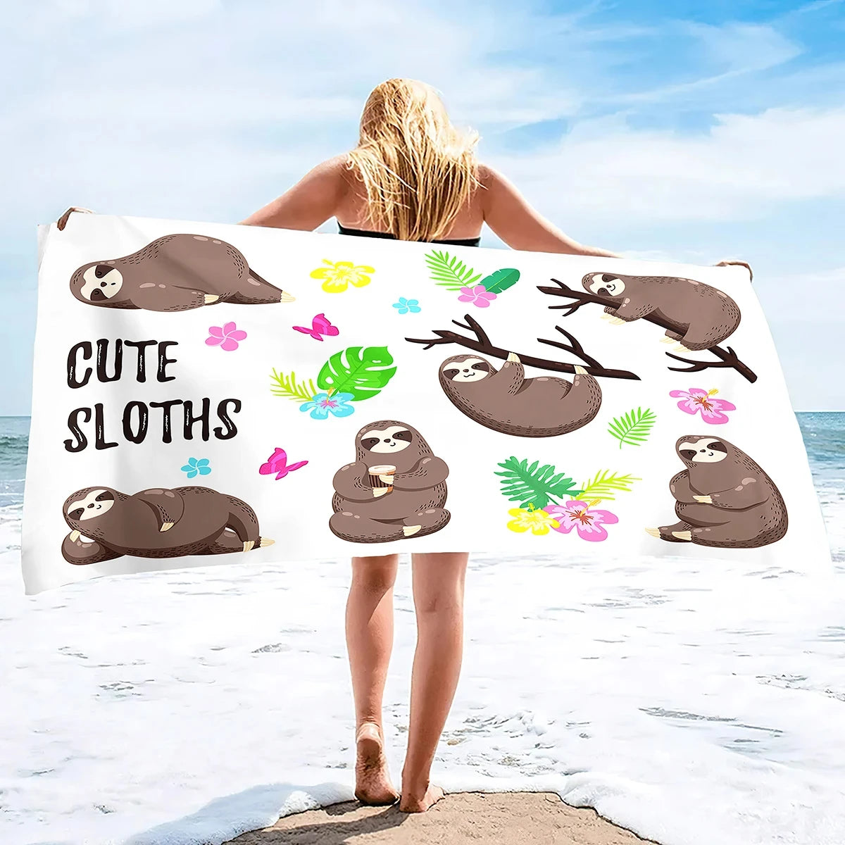 Assorted Cute Sloth Beach Towel