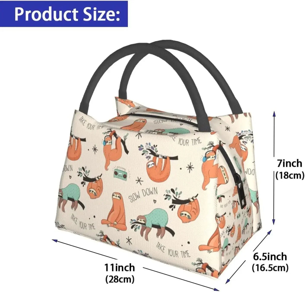 Slow Down Sloth Insulated Lunch Box
