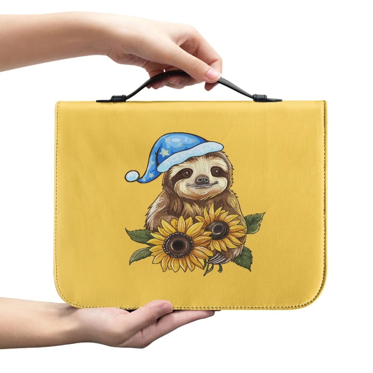 Sunflower Sloth Leather Protective Bible Cover