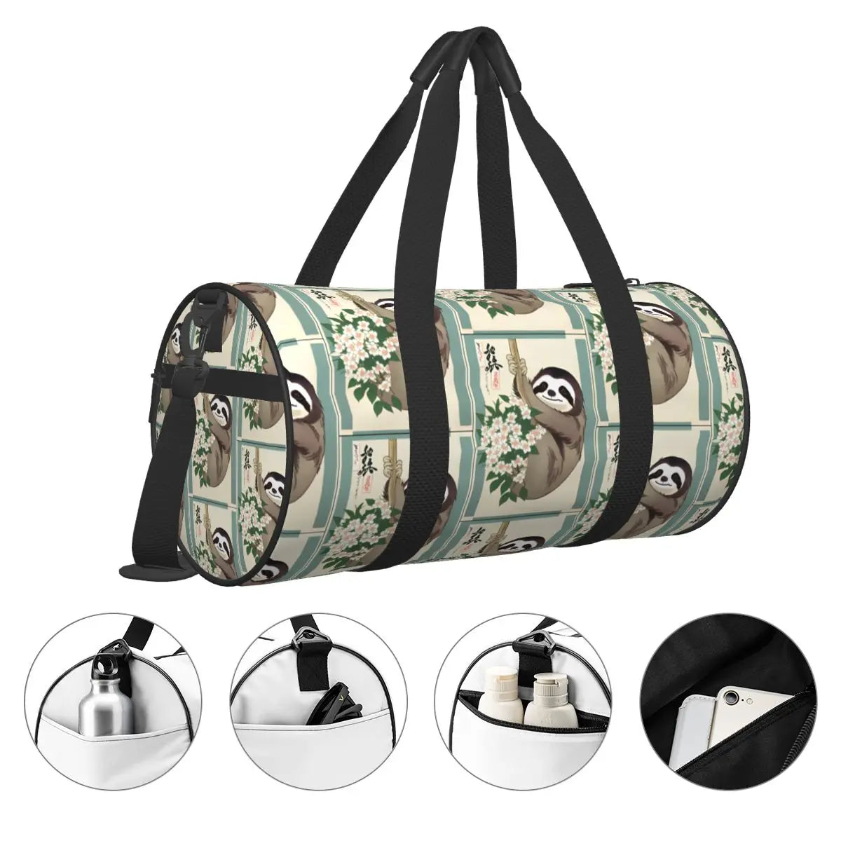 Sloth With Flowers Sports Bags