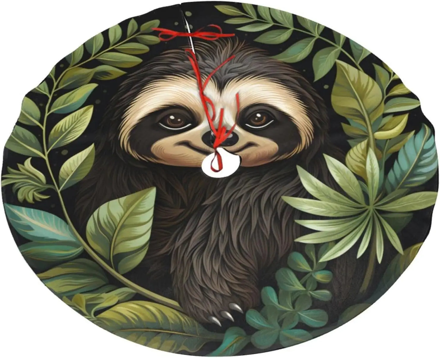Sloth Leaves Christmas Tree Skirt