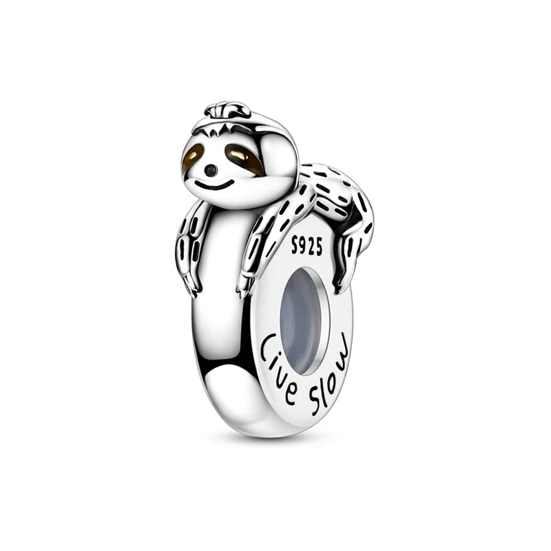 Sterling Silver Live Slow Sloth Bead Charm