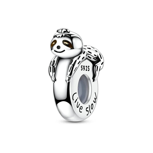 Sterling Silver Live Slow Sloth Bead Charm