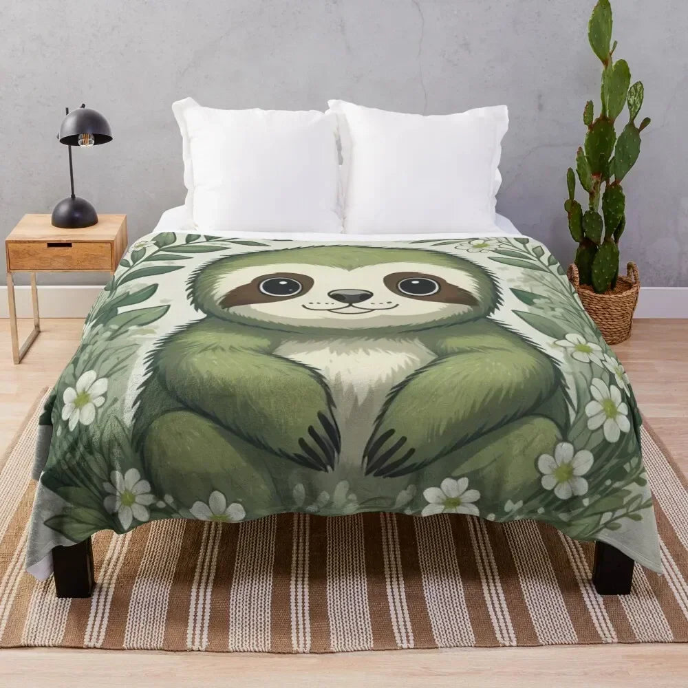 Cute Sloth Spring Blanket