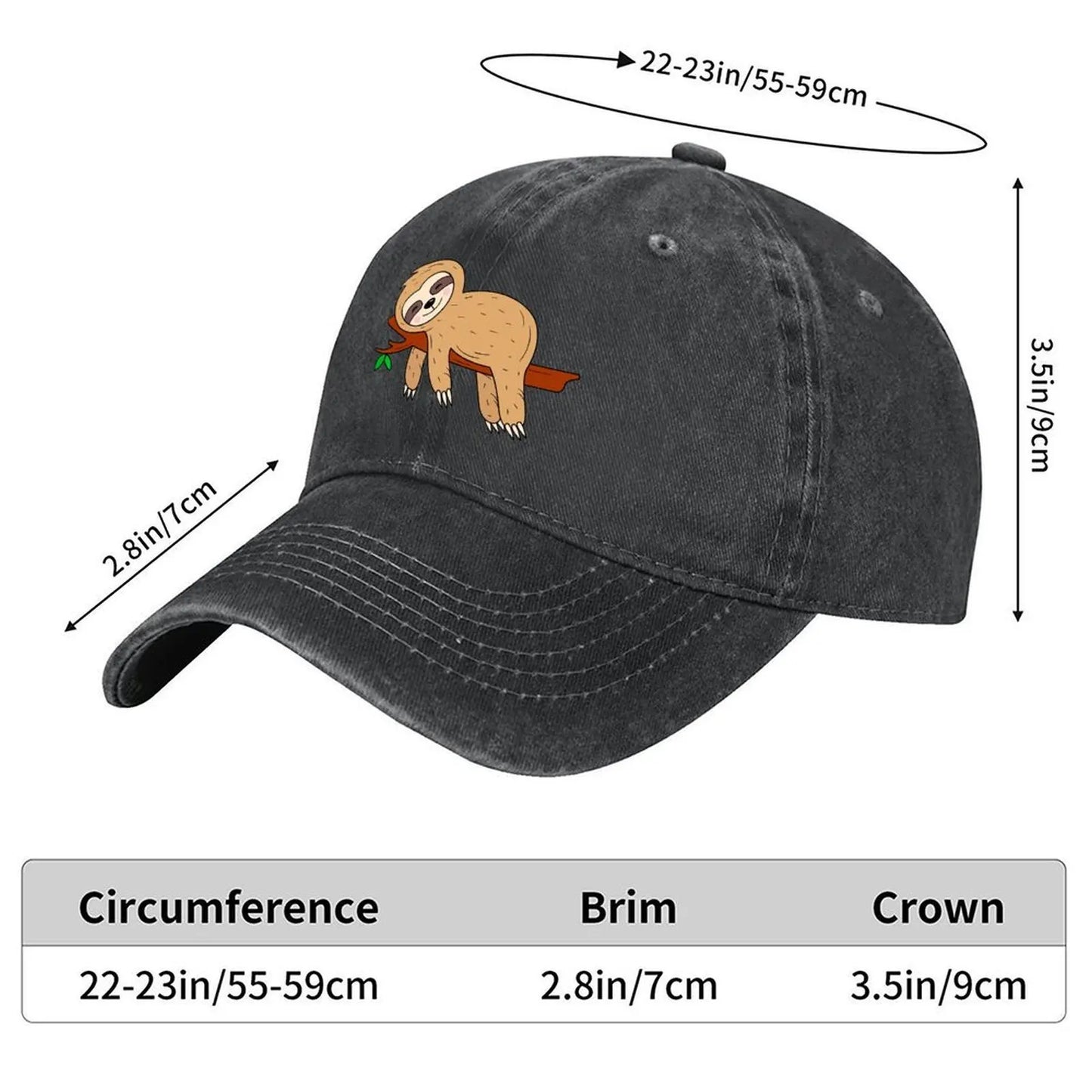 Sloth On A Branch Baseball Hat