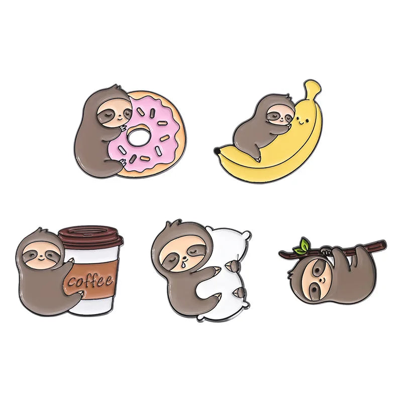 Cartoon Sloth Enamel Pin Badges