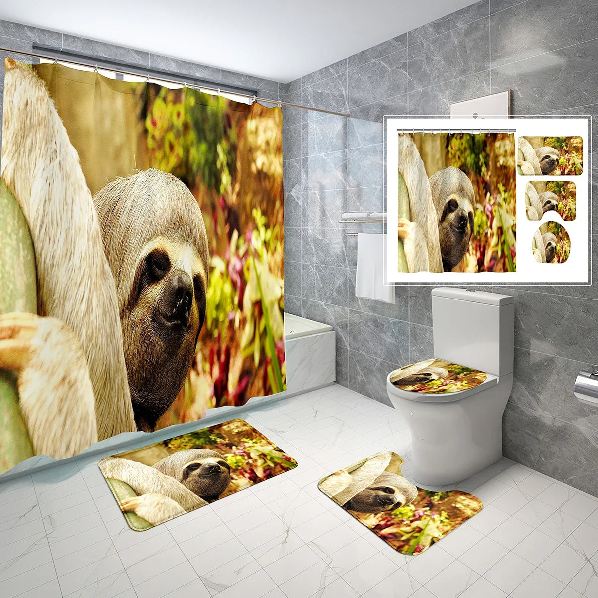 Various Cute Sloth Shower Curtain and Bathroom Sets