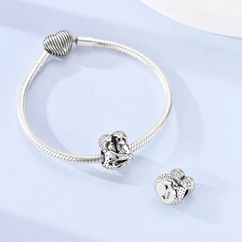Sterling Silver Sloth Couple Bead Charm