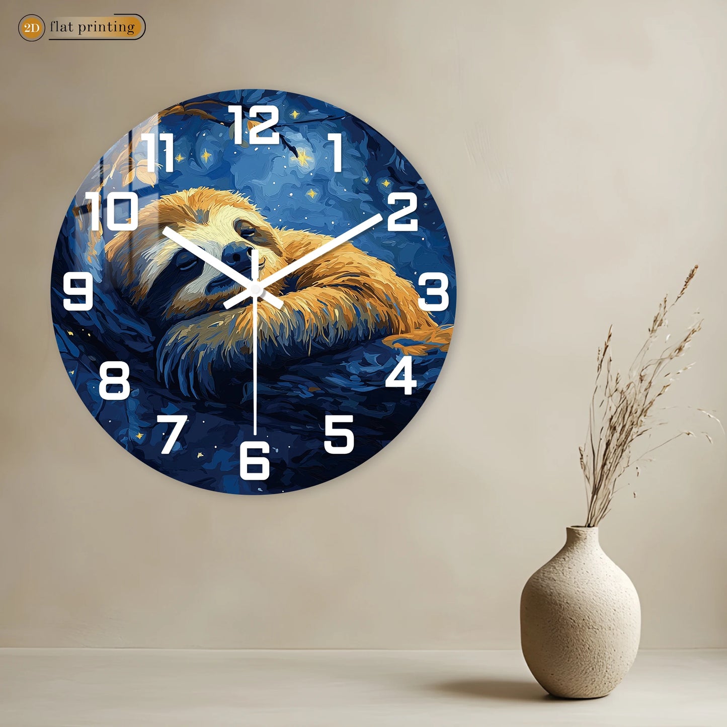 Sloth Starry Night Sky Wall Clock