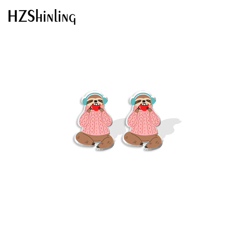 Christmas Sloths Stud Earrings