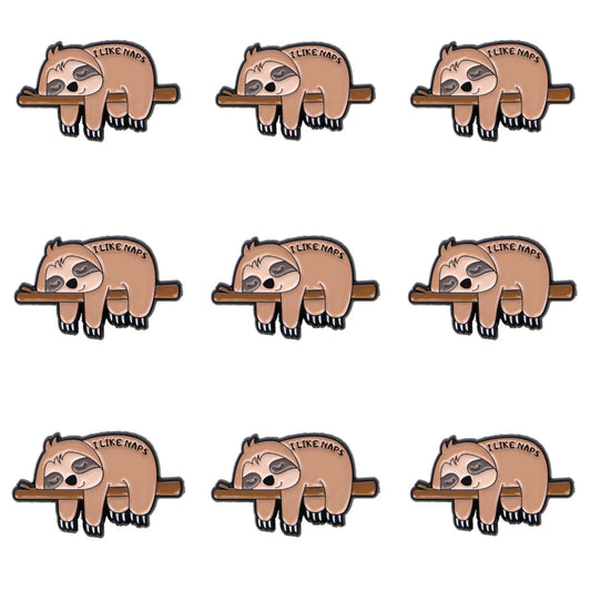 9 Piece I Like Naps Sloth Pin Badge