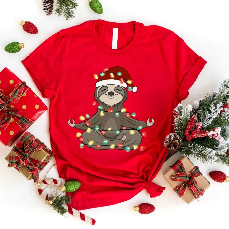 Christmas Fairy Lights Sloth T-Shirt