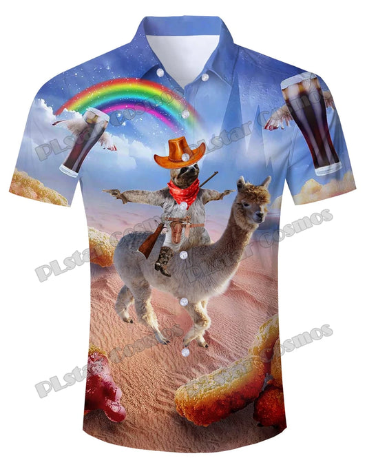 Cowboy Sloth & Lama Galaxy Shirt product photo