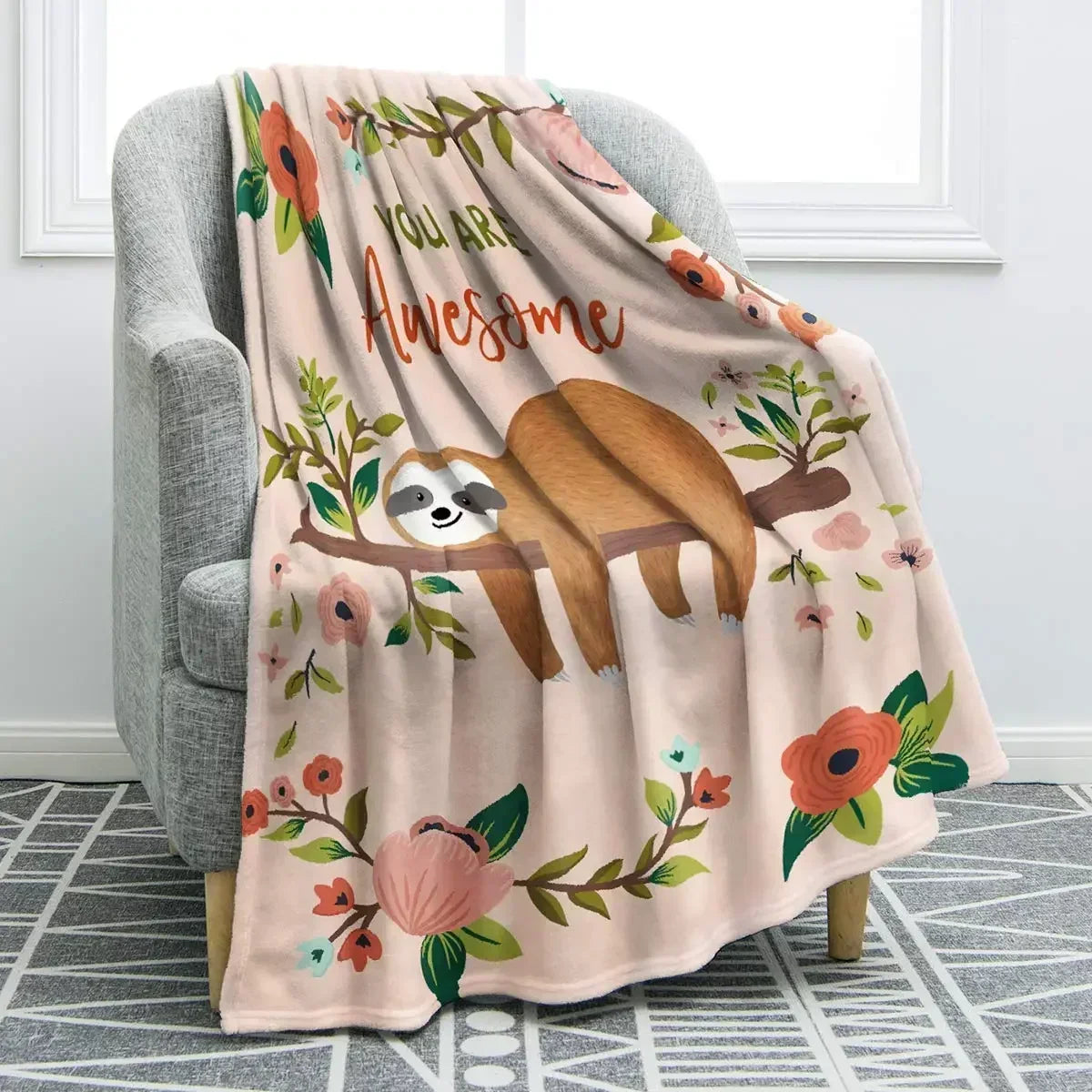 Sloth Theme Throw Blanket