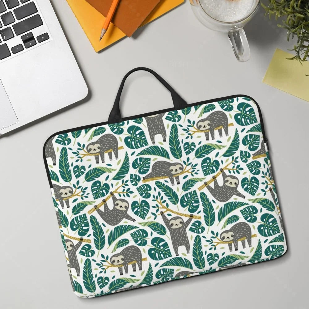 Sloth & Tropical Leaves Laptop Bag