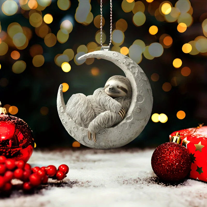 Sloth On The Moon Keychain