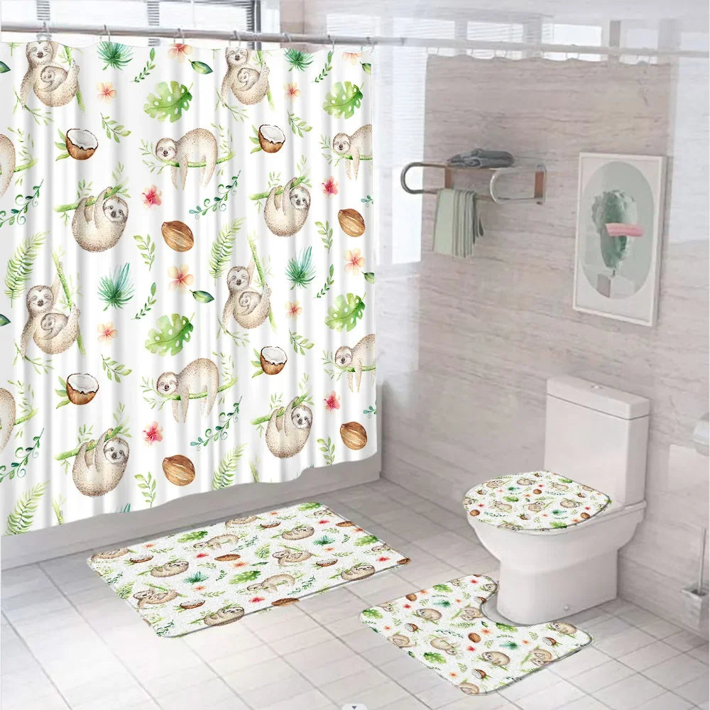 Various Funny Sloth Shower Curtain Set and Bathroom Sets