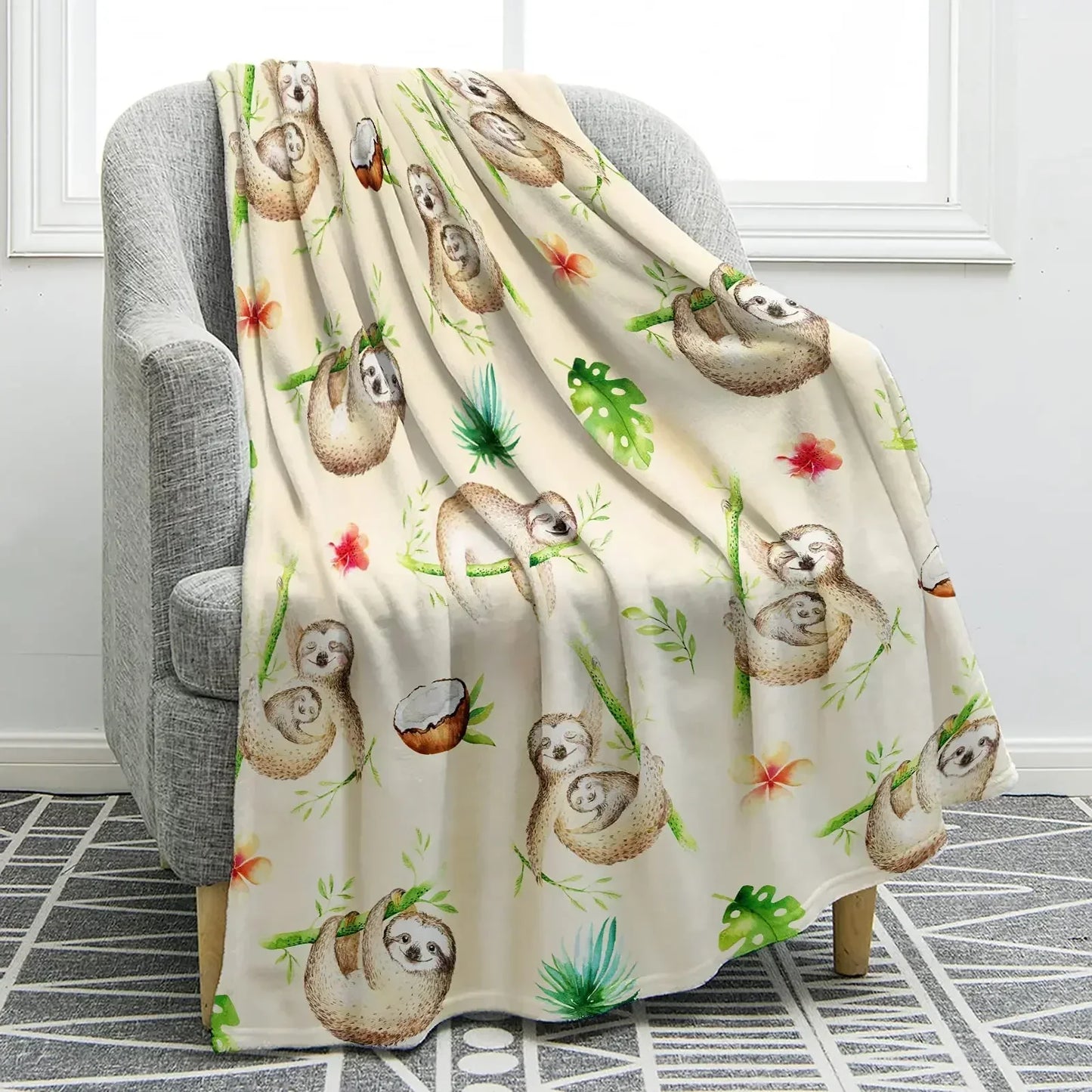 Sloth Theme Throw Blanket