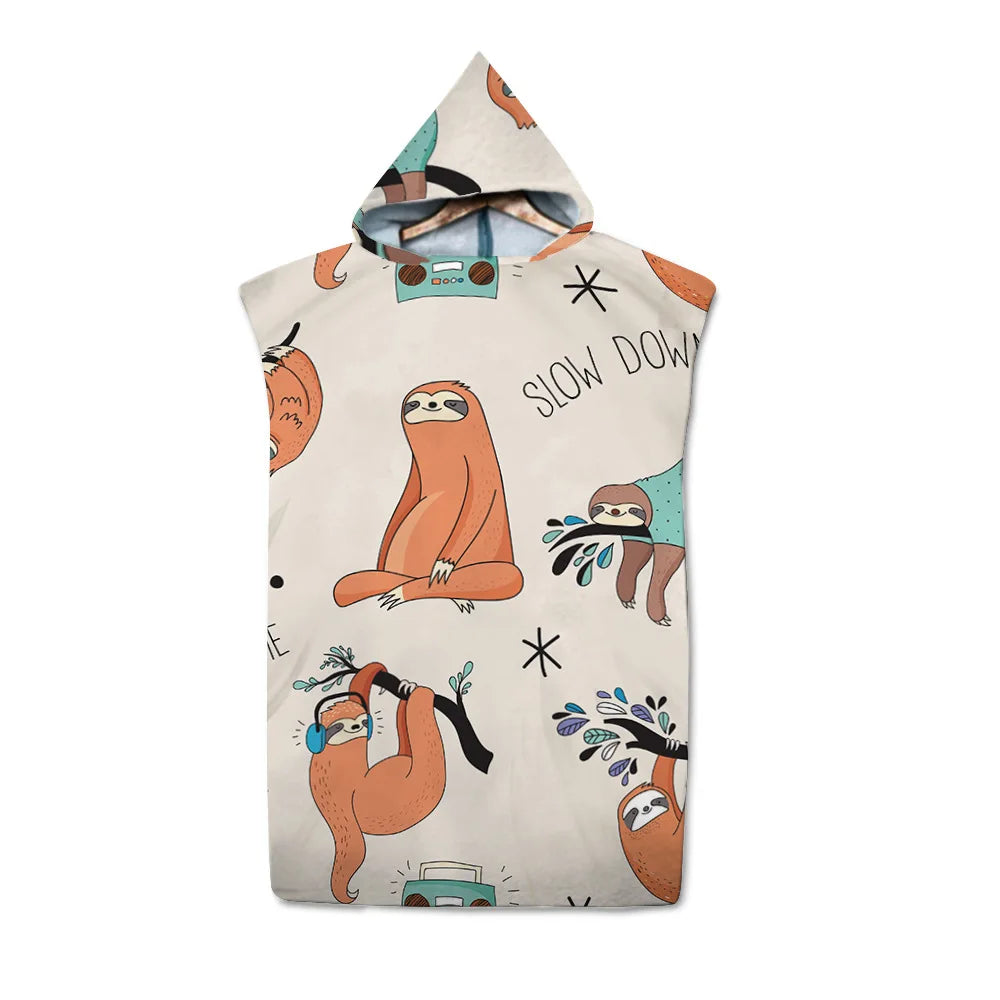 Assorted Cute Sloth Hooded Towel