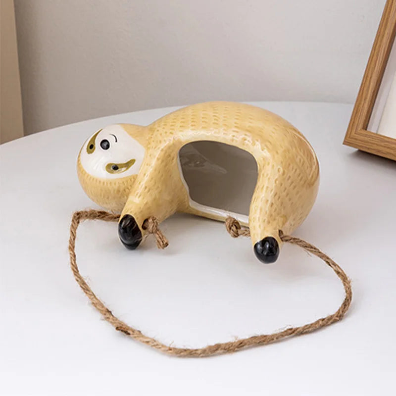 Sloth Ceramic Hanging Flower Pot