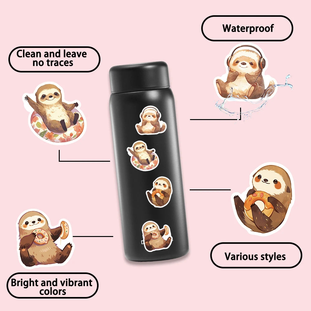 50 piece Cute Sloth Sticker Set