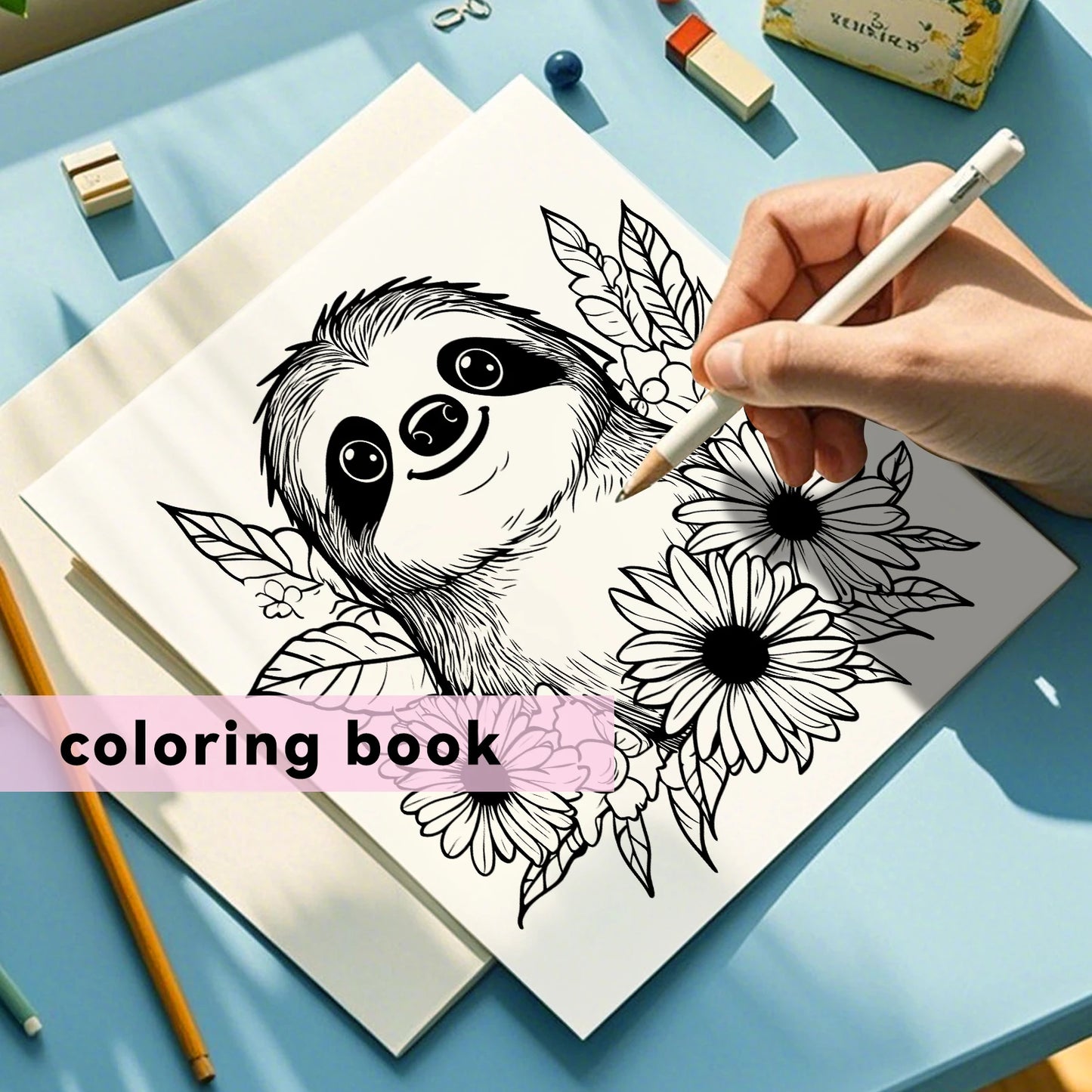 Cute Sloth Coloring Book