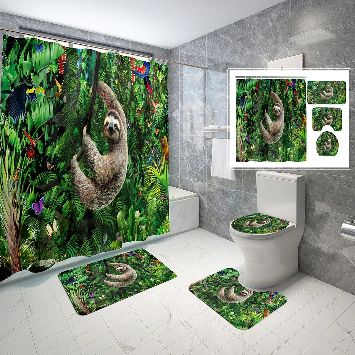 Various Cute Sloth Shower Curtain and Bathroom Sets