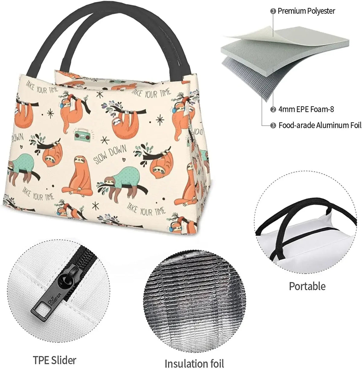 Slow Down Sloth Insulated Lunch Box