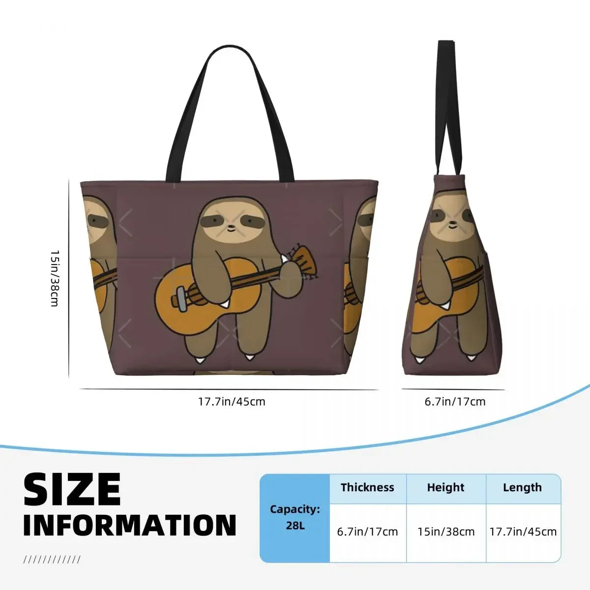 Guitar Sloth Beach Travel Bag