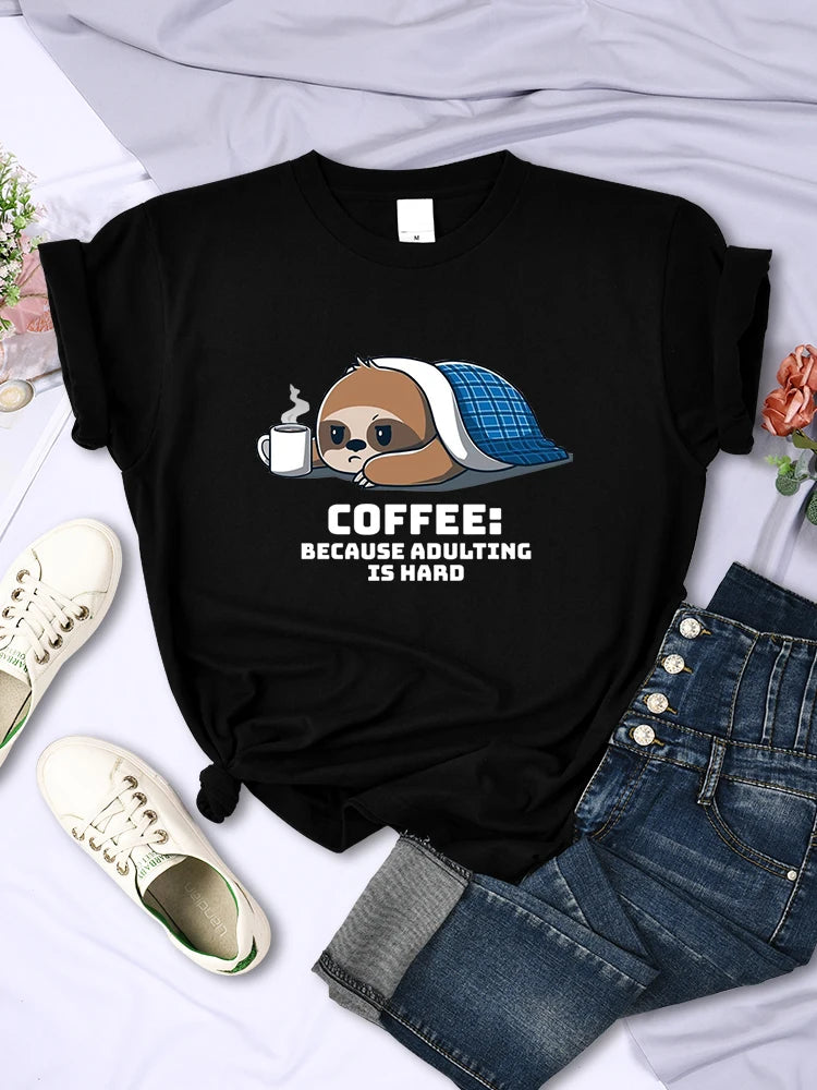 Coffee because Adulting Is Hard Sloth T-Shirt