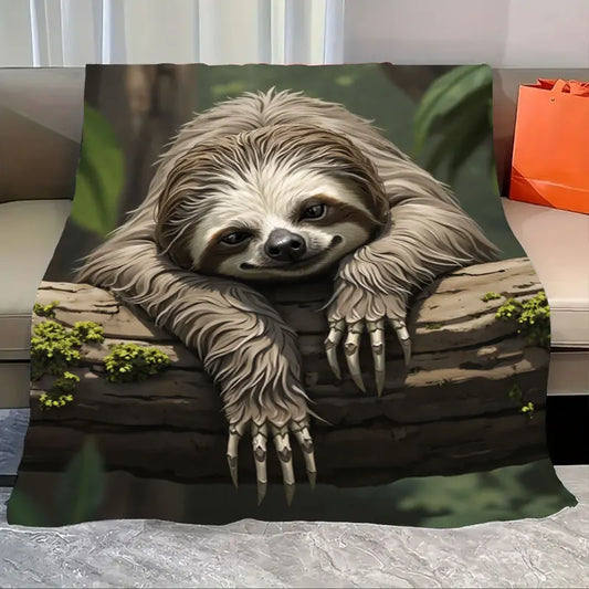 Sloth On Tree Branch Blanket