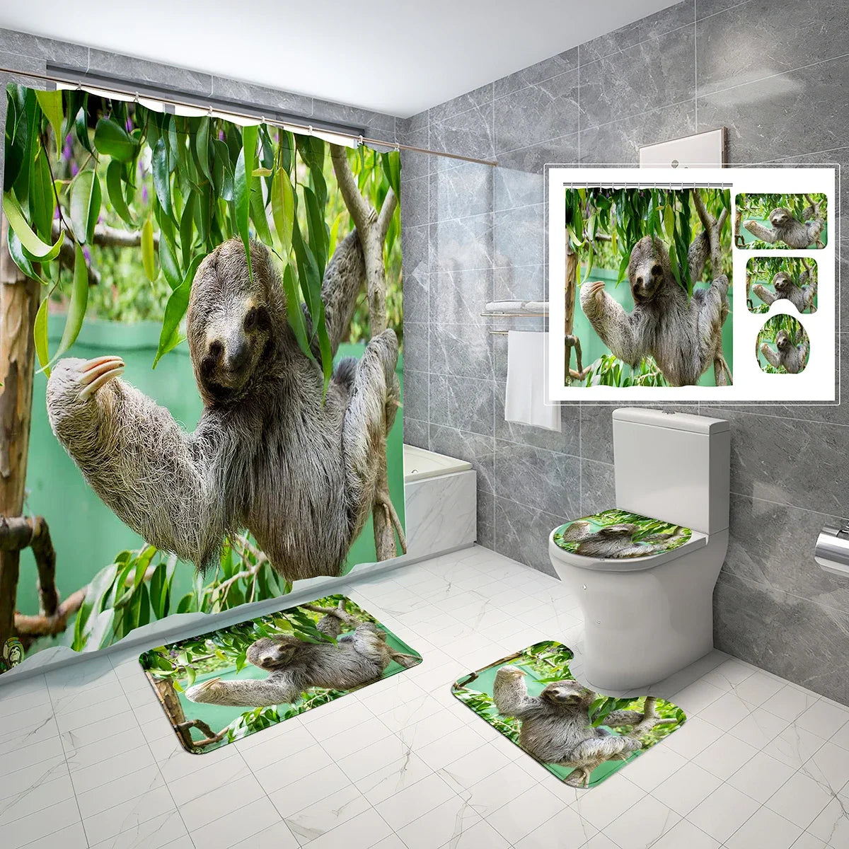 Various Cute Sloth Shower Curtain and Bathroom Sets