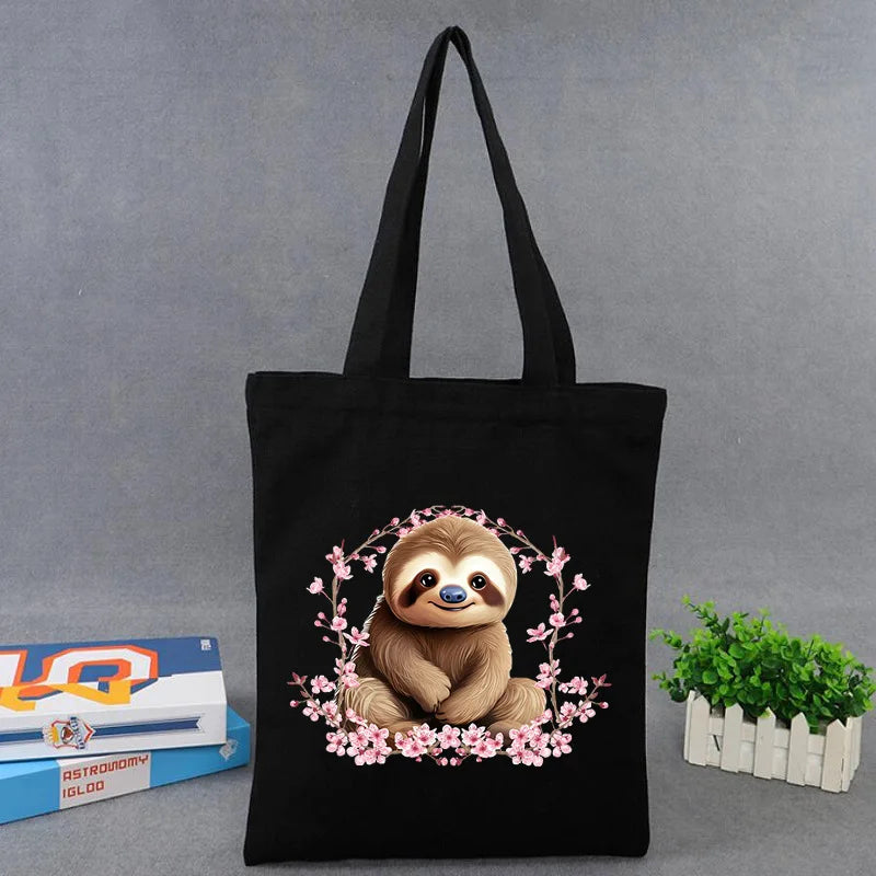 Peaceful Days, Petal by Petal Sloth Tote Bag