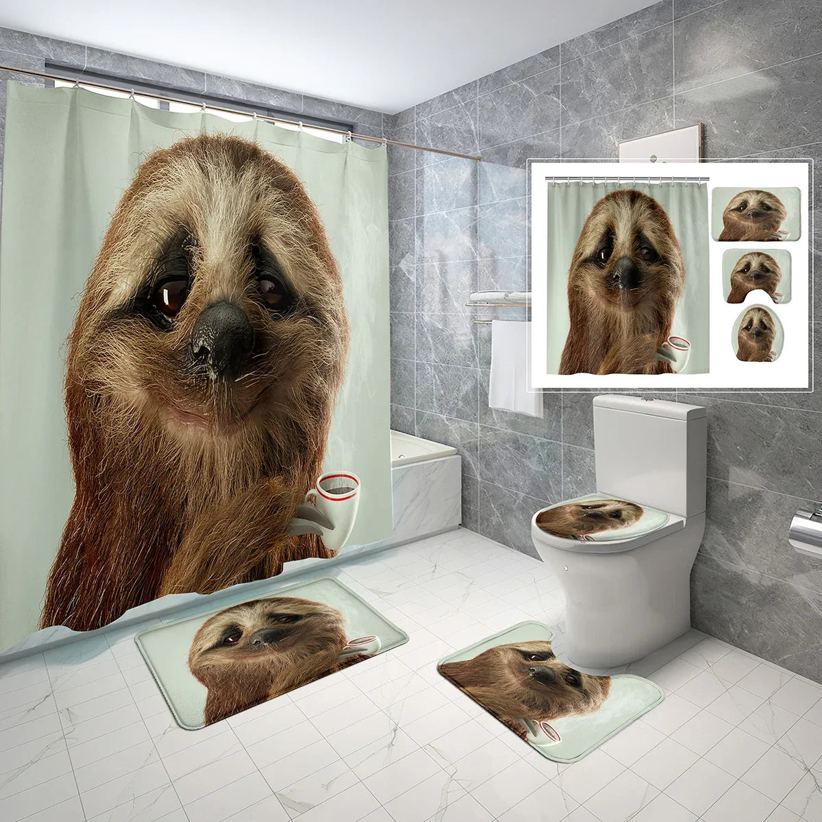 Various Cute Sloth Shower Curtain and Bathroom Sets